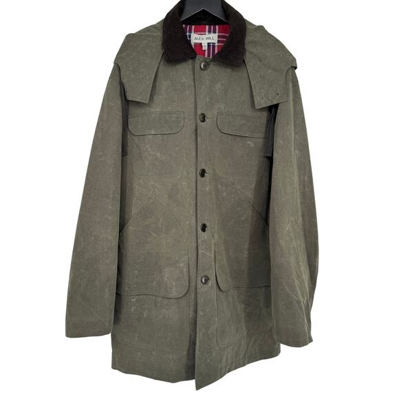 Alex Mill Barn Coat George Waxed Canvas Coat Jacket Army Green Size Medium - Picture 4 of 7